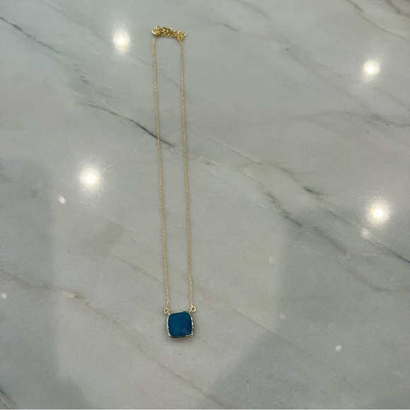 🎂😀NIB Argento Vivo - Delicate 14K Gold Plated Necklace w/Semi-Precious Stone - Picture 3 of 4